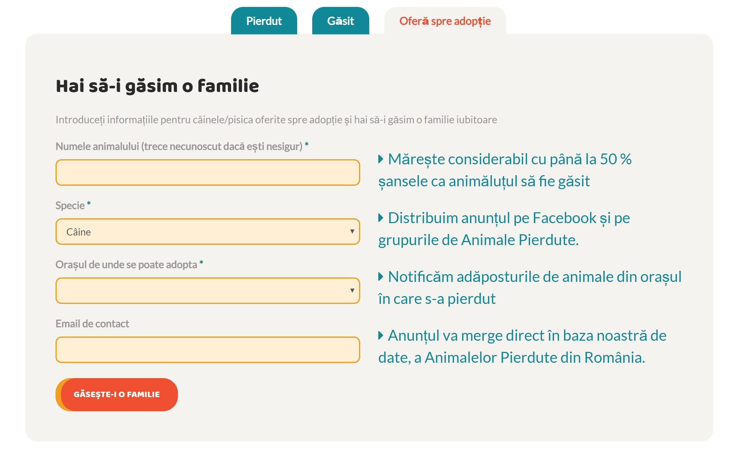 Formular de adoptie, pe care il ofera stapanul care vrea sa trimita animalul spre o alta familie