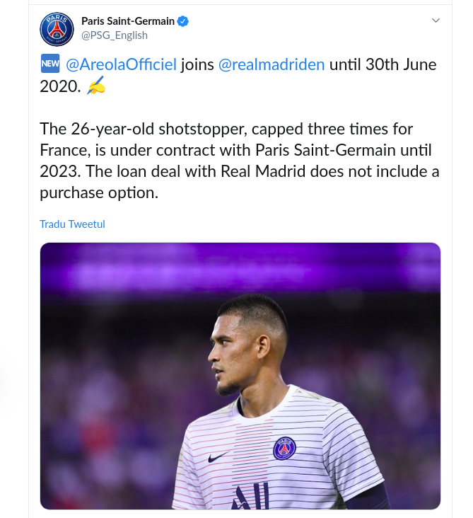Areola, transferat de Real Madrid