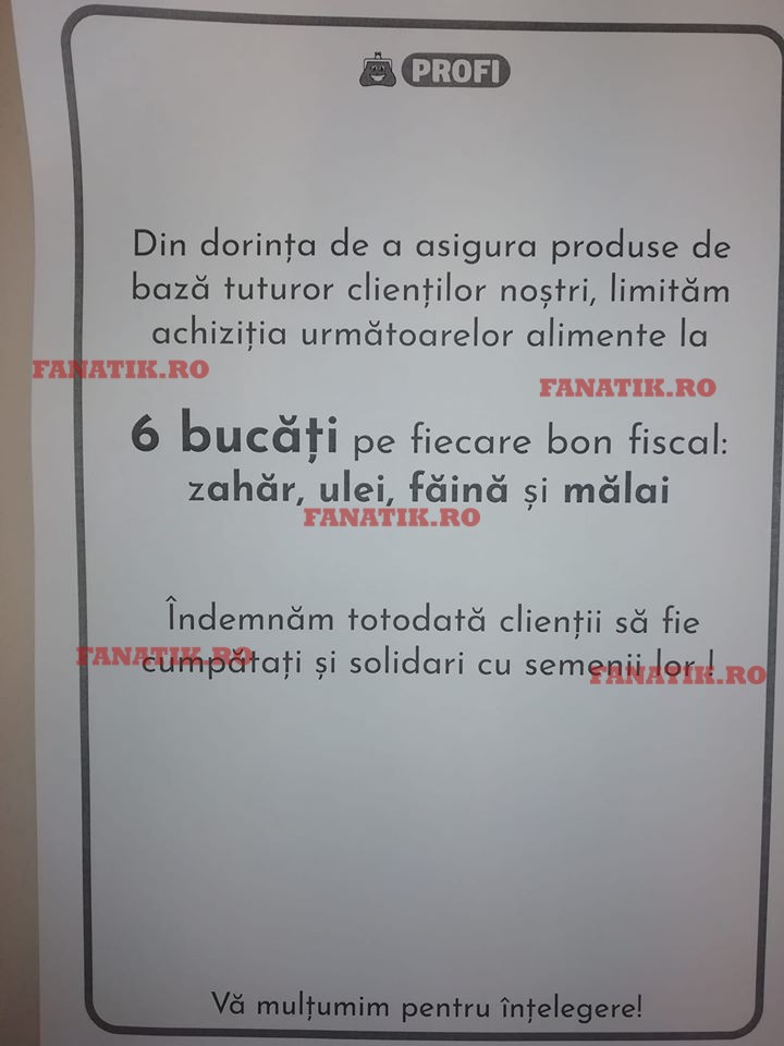 Primul lanț de magazine care instituie limitarea achiziției la unele produse:
