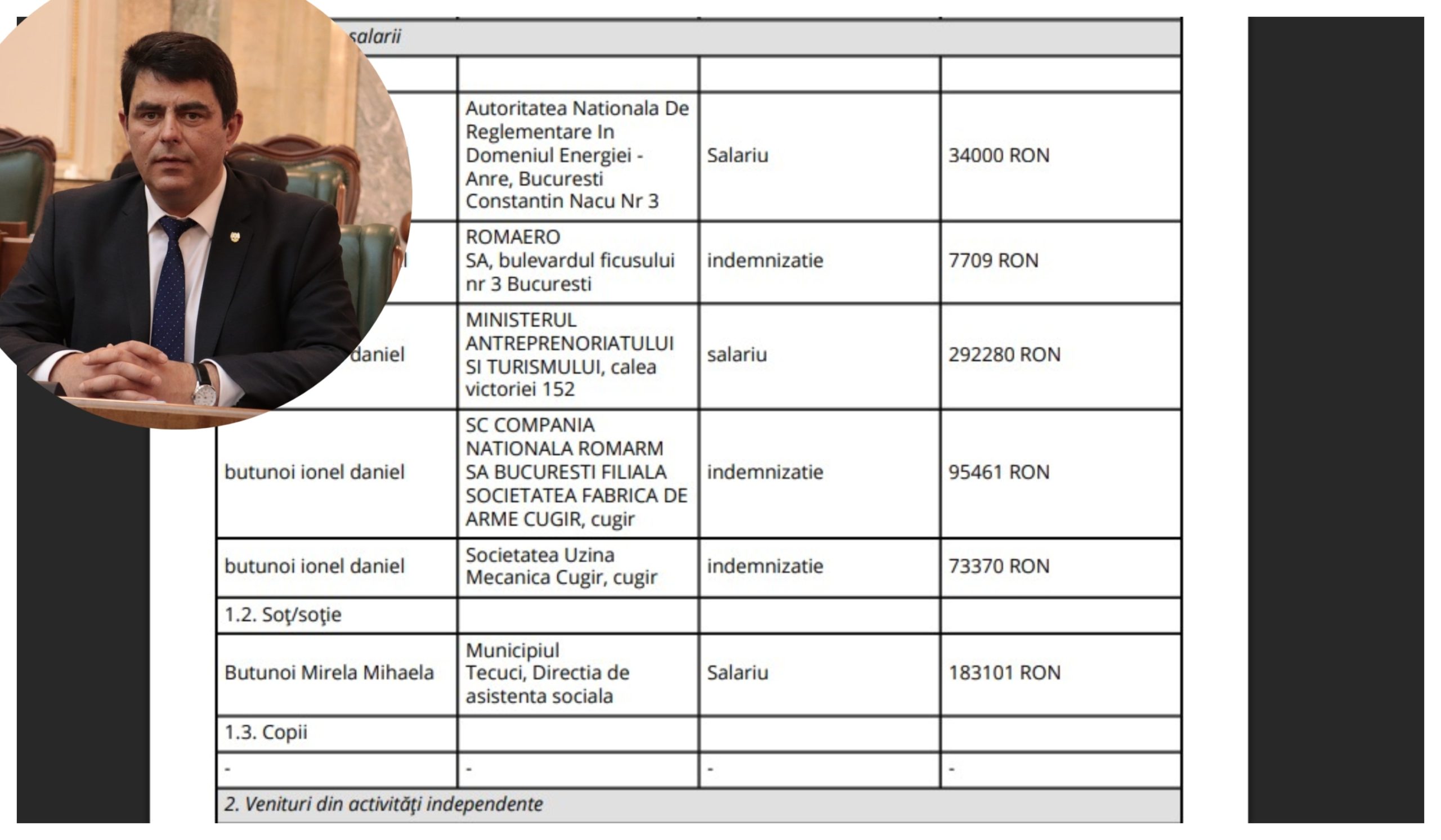 Ionel Butunoi, declarație de avere 2024