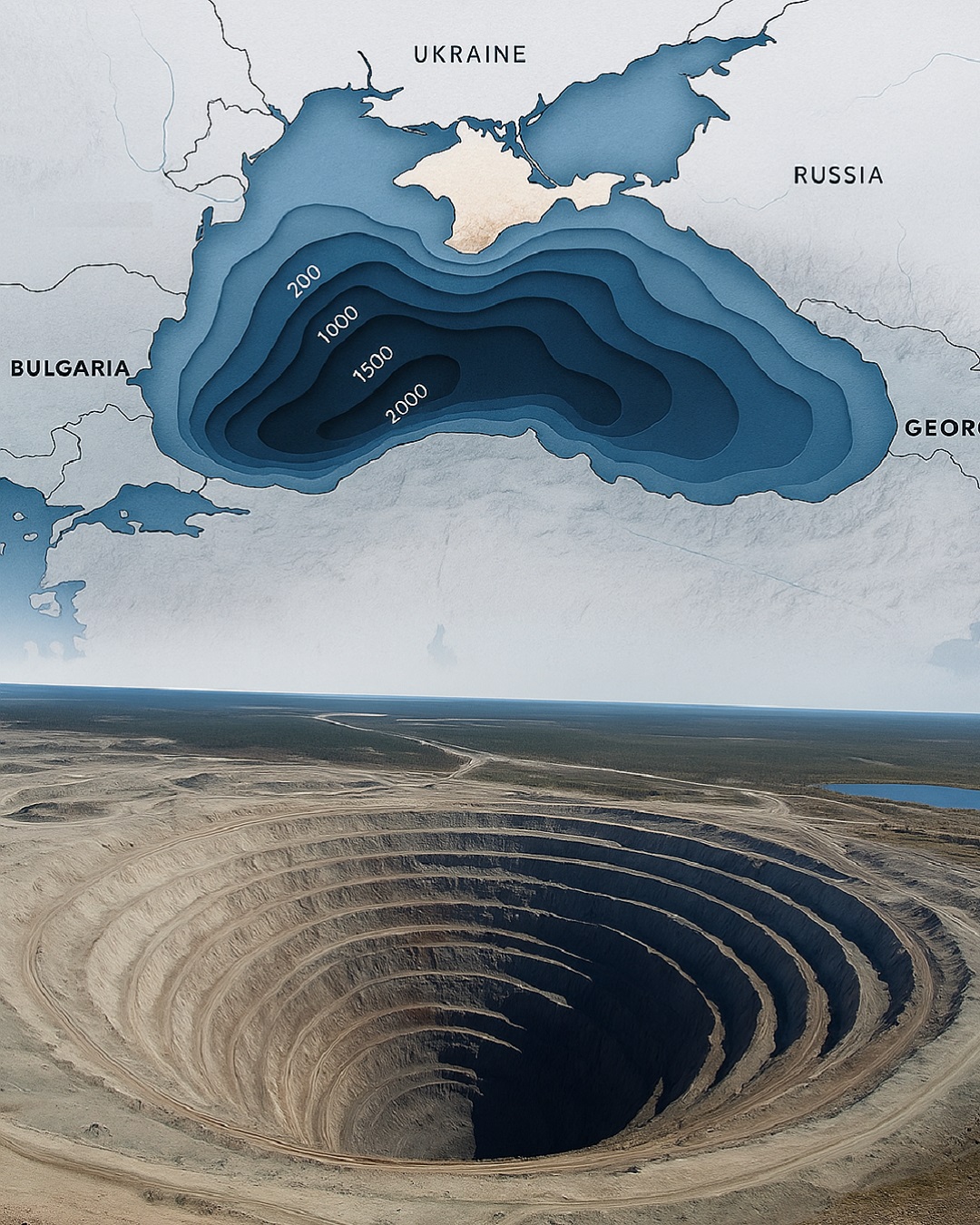 marea neagră dacă ar seca peisaj cercuri hartă 