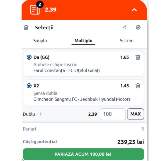 Biletul zilei la pariuri