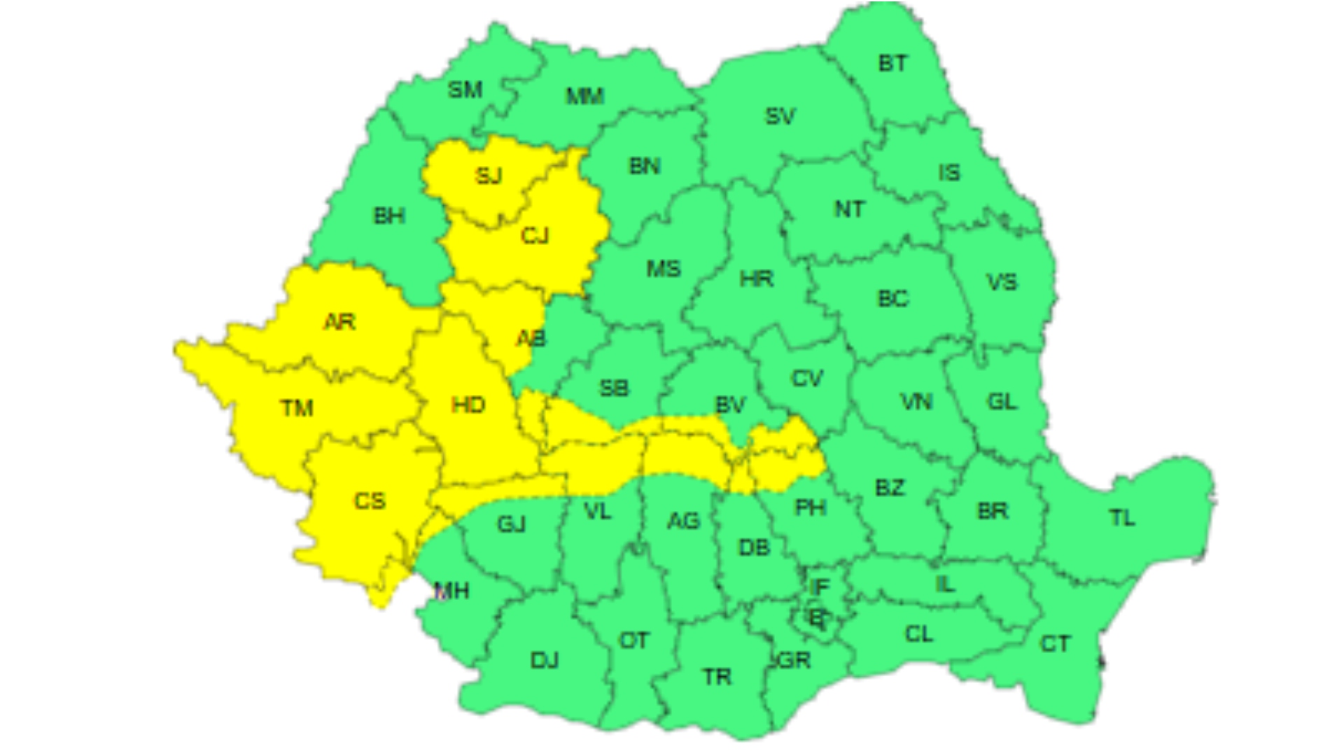 Cod galben de ploi și vijelii, joi, 5 iunie