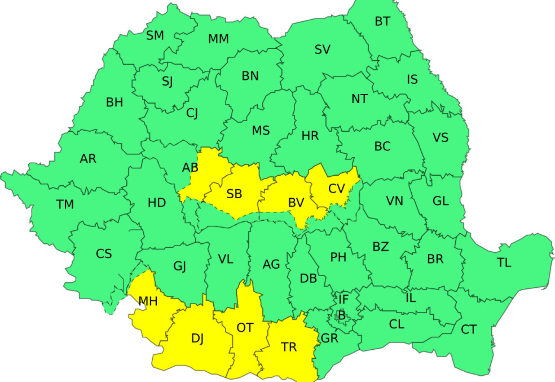 ANM cod galben vânt