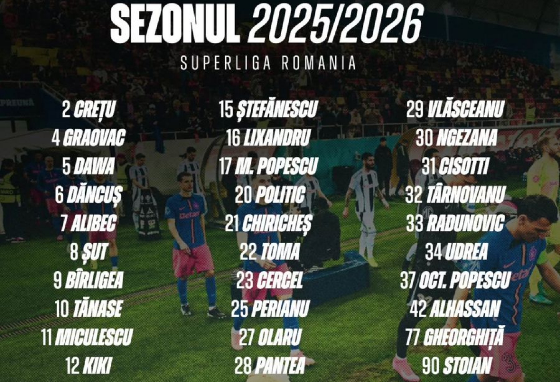 Numerele alese de jucătorii de la FCSB pentru următorul sezon. Foto: Captură Facebook