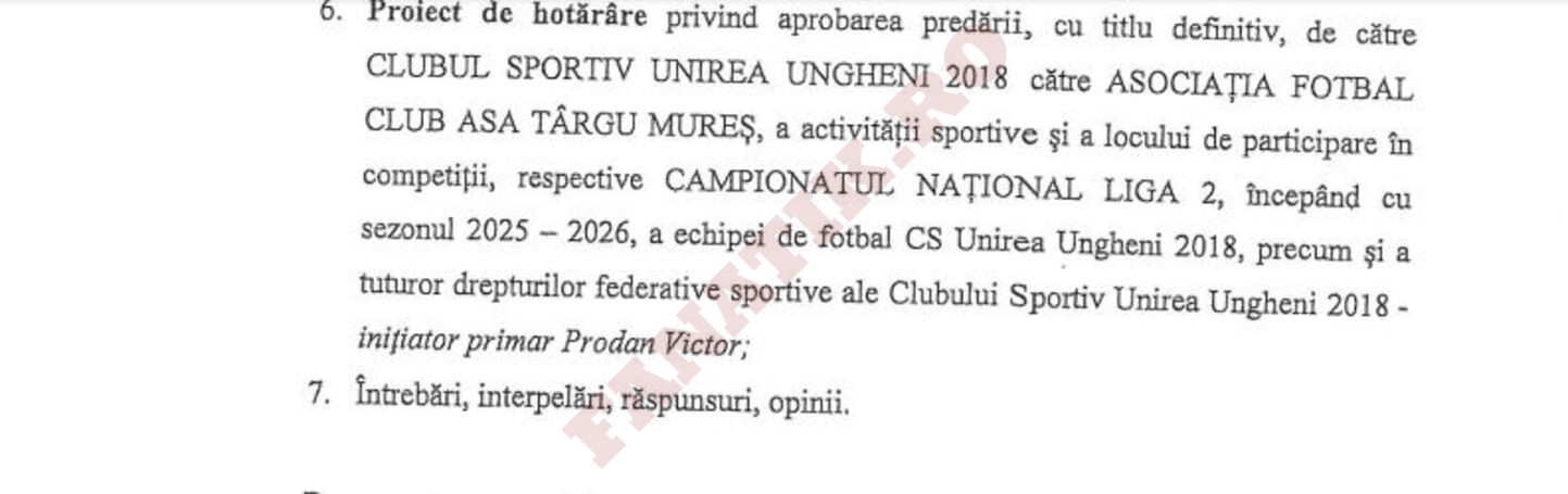 Document ședință Primăria Ungheni
