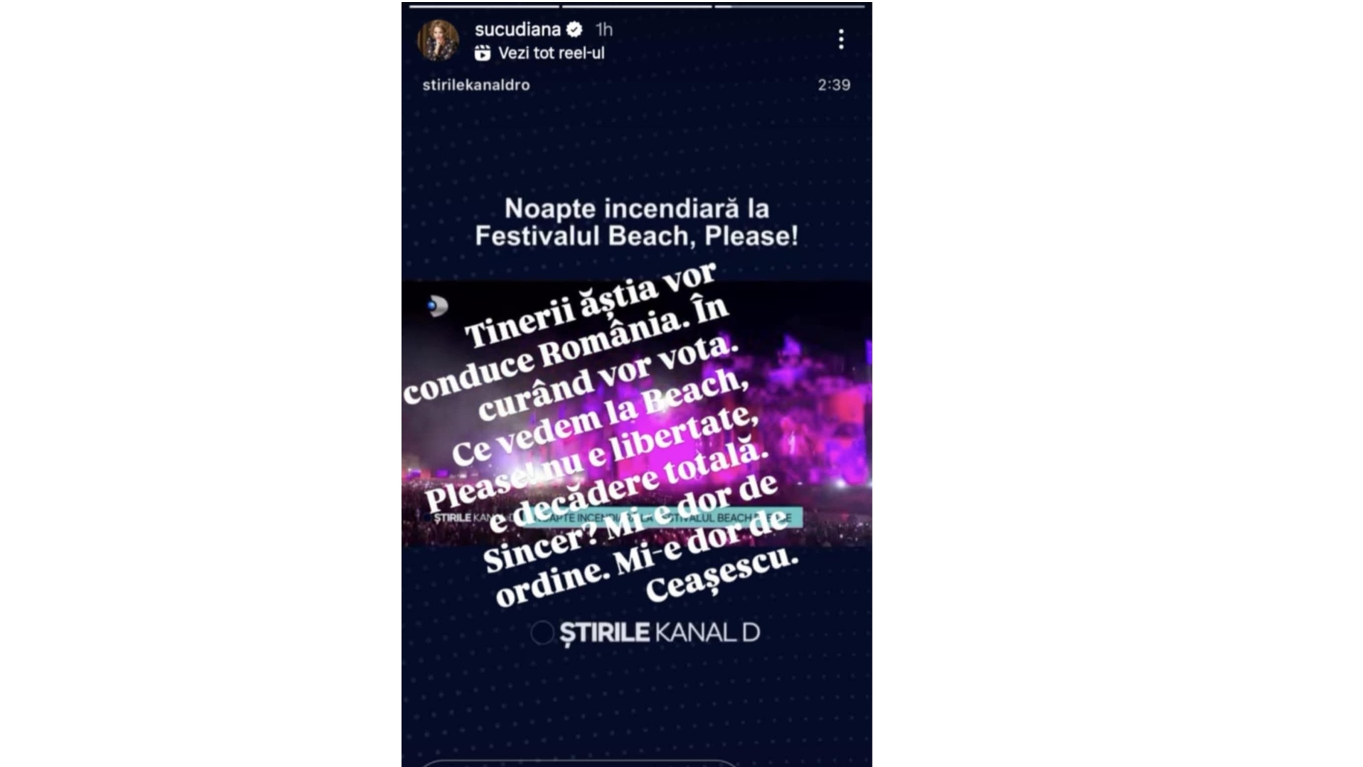 Diana Șucu, postare Instagram